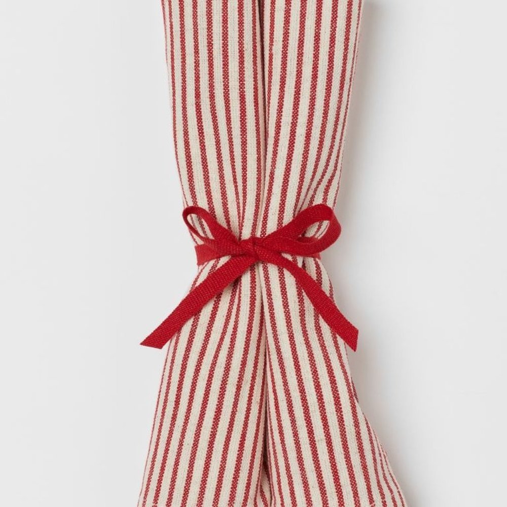 H&M 2-pack Red Striped Linen-blend Napkins